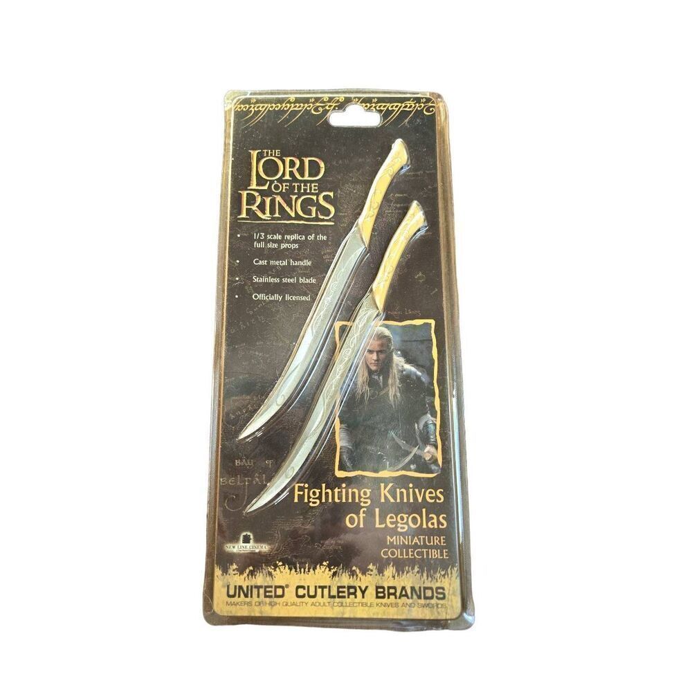 Vintage Lord of the Rings Minature Fighting Knives of Legolas 1/3 Scale United C